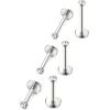 imageORAZIO 18G 610MM Stainless Steel Lip Rings Nose Studs Piercing Internally ThreadedA3 Pairs6mm 8mm 10mm
