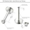 imageORAZIO 18G 610MM Stainless Steel Lip Rings Nose Studs Piercing Internally ThreadedB1 Pairs6mm