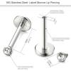 imageORAZIO 18G 610MM Stainless Steel Lip Rings Nose Studs Piercing Internally ThreadedC1 Pairs8mm