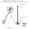 imageORAZIO 18G 610MM Stainless Steel Lip Rings Nose Studs Piercing Internally ThreadedD1 Pairs10mm