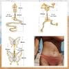 imageORAZIO 3 Pcs Belly Button Ring 14G Belly Piercing For Women 316L Surgical Stainless Steel Butterfly Snake Frog Cute Navel Belly Rings For Women PiercingsGold Tone