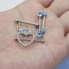 imageORAZIO 4 Pairs 14G Stainless Steel Nipplerings Nipple Tongue Rings CZ Opal Barbell Body Piercing JewelryA4 Pairs Blue