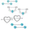 imageORAZIO 4 Pairs 14G Stainless Steel Nipplerings Nipple Tongue Rings CZ Opal Barbell Body Piercing JewelryA4 Pairs Blue
