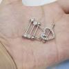 imageORAZIO 4 Pairs 14G Stainless Steel Nipplerings Nipple Tongue Rings CZ Opal Barbell Body Piercing JewelryC4 Pairs Silver Tone