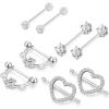 imageORAZIO 4 Pairs 14G Stainless Steel Nipplerings Nipple Tongue Rings CZ Opal Barbell Body Piercing JewelryC4 Pairs Silver Tone