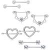 imageORAZIO 4 Pairs 14G Stainless Steel Nipplerings Nipple Tongue Rings CZ Opal Barbell Body Piercing JewelryC4 Pairs Silver Tone