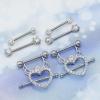 imageORAZIO 4 Pairs 14G Stainless Steel Nipplerings Nipple Tongue Rings CZ Opal Barbell Body Piercing JewelryC4 Pairs Silver Tone