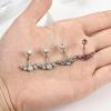 imageORAZIO 4Pcs Belly Button Ring 14G Belly Rings Stainless Steel Barbell Belly Rings For Women Simple Long Bar Belly Button Rings CZ Belly Button Piercing Gold Silver Rose Gold Reverse Navel Rings Body Piercing JewelrySilver