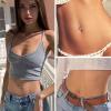 imageORAZIO 4Pcs Belly Button Ring 14G Belly Rings Stainless Steel Barbell Belly Rings For Women Simple Long Bar Belly Button Rings CZ Belly Button Piercing Gold Silver Rose Gold Reverse Navel Rings Body Piercing JewelrySilver