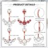 imageORAZIO 4Pcs Belly Button Ring 14G Belly Rings Stainless Steel Barbell Belly Rings For Women Simple Long Bar Belly Button Rings CZ Belly Button Piercing Gold Silver Rose Gold Reverse Navel Rings Body Piercing JewelryRose Gold