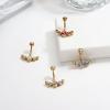 imageORAZIO 4Pcs Belly Button Ring 14G Belly Rings Stainless Steel Barbell Belly Rings For Women Simple Long Bar Belly Button Rings CZ Belly Button Piercing Gold Silver Rose Gold Reverse Navel Rings Body Piercing JewelryGold