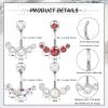 imageORAZIO 4Pcs Belly Button Ring 14G Belly Rings Stainless Steel Barbell Belly Rings For Women Simple Long Bar Belly Button Rings CZ Belly Button Piercing Gold Silver Rose Gold Reverse Navel Rings Body Piercing JewelrySilver