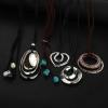 imageORAZIO 6 Pcs Pendant Necklaces for Women  Fashion Jewelry Simple Long Feather Leaf Heart Turquoise Costume Y Necklace  Statement Boho Setstyle1