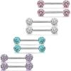 imageORAZIO 68 Pcs 14G 316L Stainless Steel CZ Nipple Piercing Barbell Belly Button Ring for WomenAWhiteRedBluePurple