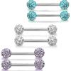 imageORAZIO 68 Pcs 14G 316L Stainless Steel CZ Nipple Piercing Barbell Belly Button Ring for WomenCWhiteBluePurple