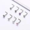 imageORAZIO 8Pcs G23 Titanium Nose Ring Studs 20G L Shaped Nose Studs for Women Tiny Nose Rings Multicolored CZ Titanium Nose Stud L Shaped Simple Silver Nostril Piercing Cute Nose Piercing Jewerly for Women MenMix Colors CZ