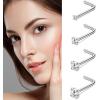 imageORAZIO 8Pcs G23 Titanium Nose Ring Studs 20G L Shaped Nose Studs for Women Tiny Nose Rings Multicolored CZ Titanium Nose Stud L Shaped Simple Silver Nostril Piercing Cute Nose Piercing Jewerly for Women MenRound CZSquare CZ