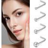 imageORAZIO 8Pcs G23 Titanium Nose Ring Studs 20G L Shaped Nose Studs for Women Tiny Nose Rings Multicolored CZ Titanium Nose Stud L Shaped Simple Silver Nostril Piercing Cute Nose Piercing Jewerly for Women MenRound CZSquare CZ