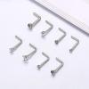 imageORAZIO 8Pcs G23 Titanium Nose Ring Studs 20G L Shaped Nose Studs for Women Tiny Nose Rings Multicolored CZ Titanium Nose Stud L Shaped Simple Silver Nostril Piercing Cute Nose Piercing Jewerly for Women MenRound CZSquare CZ