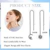 imageORAZIO 9 Pairs Threader Earrings for Women Stainless Steel Chain Tassel Earrings Lightweight Double Twist Wave Heart Moon Leaf Threader Dangle Drop Earrings Minimalist Long Chain Earrings SetBlack