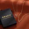 imageORAZIO Cross Necklace for Women  14K Gold Plated Layered Cross Necklace Cute CZ Cross Pendant Necklaces Dainty Sideways Cross Choker Necklaces Minimalist Twisted Chain Necklace Small Cross Layering Necklace SetCZ Sideways CrossRight14K Gold