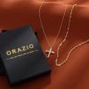 imageORAZIO Cross Necklace for Women  14K Gold Plated Layered Cross Necklace Cute CZ Cross Pendant Necklaces Dainty Sideways Cross Choker Necklaces Minimalist Twisted Chain Necklace Small Cross Layering Necklace SetCZ Classic Cross14K Gold