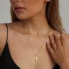 imageORAZIO Cross Necklace for Women  14K Gold Plated Layered Cross Necklace Cute CZ Cross Pendant Necklaces Dainty Sideways Cross Choker Necklaces Minimalist Twisted Chain Necklace Small Cross Layering Necklace SetNo GemstoneFlat Cross14K Gold