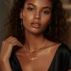 imageORAZIO Cross Necklace for Women  14K Gold Plated Layered Cross Necklace Cute CZ Cross Pendant Necklaces Dainty Sideways Cross Choker Necklaces Minimalist Twisted Chain Necklace Small Cross Layering Necklace SetCZ Sideways CrossLeft14K Gold