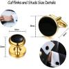 imageORAZIO Cuff Links Mens Stainless Steel Cuff Links and Studs Set Gold Black Cufflinks for Men Tuxedo Studs Buttons for Formal Kit Business or Wedding ShirtsA Gold