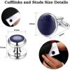imageORAZIO Cuff Links Mens Stainless Steel Cuff Links and Studs Set Gold Black Cufflinks for Men Tuxedo Studs Buttons for Formal Kit Business or Wedding ShirtsGBlue