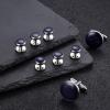 imageORAZIO Cuff Links Mens Stainless Steel Cuff Links and Studs Set Gold Black Cufflinks for Men Tuxedo Studs Buttons for Formal Kit Business or Wedding ShirtsGBlue