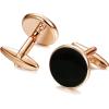imageORAZIO Cuff Links Mens Stainless Steel Cuff Links and Studs Set Gold Black Cufflinks for Men Tuxedo Studs Buttons for Formal Kit Business or Wedding ShirtsC Rose Goldtone