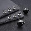 imageORAZIO Cuff Links Mens Stainless Steel Cuff Links and Studs Set Gold Black Cufflinks for Men Tuxedo Studs Buttons for Formal Kit Business or Wedding ShirtsSilver