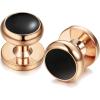 imageORAZIO Cuff Links Mens Stainless Steel Cuff Links and Studs Set Gold Black Cufflinks for Men Tuxedo Studs Buttons for Formal Kit Business or Wedding ShirtsC Rose Goldtone