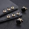 imageORAZIO Cuff Links Mens Stainless Steel Cuff Links and Studs Set Gold Black Cufflinks for Men Tuxedo Studs Buttons for Formal Kit Business or Wedding ShirtsA Gold