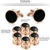 imageORAZIO Cuff Links Mens Stainless Steel Cuff Links and Studs Set Gold Black Cufflinks for Men Tuxedo Studs Buttons for Formal Kit Business or Wedding ShirtsC Rose Goldtone