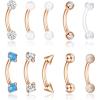 imageORAZIO Eyebrow Rings16G Rook Labret Eyebrow Piercing for Women MenSurgical Steel Curved Barbell Piercing JewelryVertical Labret Lip JewelryRose GoldSilver68MMC Rose Gold Tone 6MM