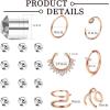 imageORAZIO Fake Nose Ring  Stainless Steel Fake Nose Rings for Women Small Faux Septum Nose Ring Stud CZ Lip Ring Stud Nose Cuff Cartilage Earring Small Non Piercing Nose Ring Faux Piercing JewelryMix ColorSliver Tone