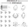 imageORAZIO Fake Nose Ring  Stainless Steel Fake Nose Rings for Women Small Faux Septum Nose Ring Stud CZ Lip Ring Stud Nose Cuff Cartilage Earring Small Non Piercing Nose Ring Faux Piercing JewelrySliver Tone