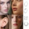 imageORAZIO Fake Nose Ring  Stainless Steel Fake Nose Rings for Women Small Faux Septum Nose Ring Stud CZ Lip Ring Stud Nose Cuff Cartilage Earring Small Non Piercing Nose Ring Faux Piercing JewelrySliver Tone