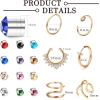 imageORAZIO Fake Nose Ring  Stainless Steel Fake Nose Rings for Women Small Faux Septum Nose Ring Stud CZ Lip Ring Stud Nose Cuff Cartilage Earring Small Non Piercing Nose Ring Faux Piercing JewelryGold Tone