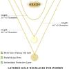 imageORAZIO Gold Necklaces for WomenDainty Layered Choker Necklace14K Gold Plated Pendant Necklace Multilayer DiscBarPearls NecklacesAdjustable Layering Choker Necklaces for WomenCoin  Disc
