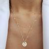 imageORAZIO Gold Necklaces for WomenDainty Layered Choker Necklace14K Gold Plated Pendant Necklace Multilayer DiscBarPearls NecklacesAdjustable Layering Choker Necklaces for WomenCoin
