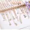 imageORAZIO Layered Necklace for Women Star Ball Horn Infinity Leaf Bead Feather Shell Circle Bar Coin Pendant Necklace Chain Jewelry ageover 3 years oldGold Tone