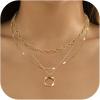 imageORAZIO Layered Necklaces for Women14K Gold PlatedSilver Stacked Necklaces for WomenDainty Pearl Paper Clip Chain Pendant Choker Necklace Set Cute CZ Stackable Womens Necklaces Trendy Gold Y Necklace Jewelry Set Gift14K Gold Plated