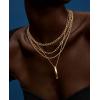 imageORAZIO Layered Necklaces for Women14K Gold PlatedSilver Stacked Necklaces for WomenDainty Pearl Paper Clip Chain Pendant Choker Necklace Set Cute CZ Stackable Womens Necklaces Trendy Gold Y Necklace Jewelry Set Gift14K Gold Plated