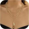 imageORAZIO Layered Necklaces for Women14K Gold PlatedSilver Stacked Necklaces for WomenDainty Pearl Paper Clip Chain Pendant Choker Necklace Set Cute CZ Stackable Womens Necklaces Trendy Gold Y Necklace Jewelry Set Gift14K Gold Plated