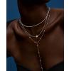 imageORAZIO Layered Necklaces for Women14K Gold PlatedSilver Stacked Necklaces for WomenDainty Pearl Paper Clip Chain Pendant Choker Necklace Set Cute CZ Stackable Womens Necklaces Trendy Gold Y Necklace Jewelry Set GiftSilver