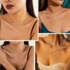 imageORAZIO Layered Necklaces for Women14K Gold PlatedSilver Stacked Necklaces for WomenDainty Pearl Paper Clip Chain Pendant Choker Necklace Set Cute CZ Stackable Womens Necklaces Trendy Gold Y Necklace Jewelry Set GiftSilver