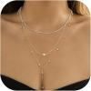 imageORAZIO Layered Necklaces for Women14K Gold PlatedSilver Stacked Necklaces for WomenDainty Pearl Paper Clip Chain Pendant Choker Necklace Set Cute CZ Stackable Womens Necklaces Trendy Gold Y Necklace Jewelry Set Gift14K Gold Plated